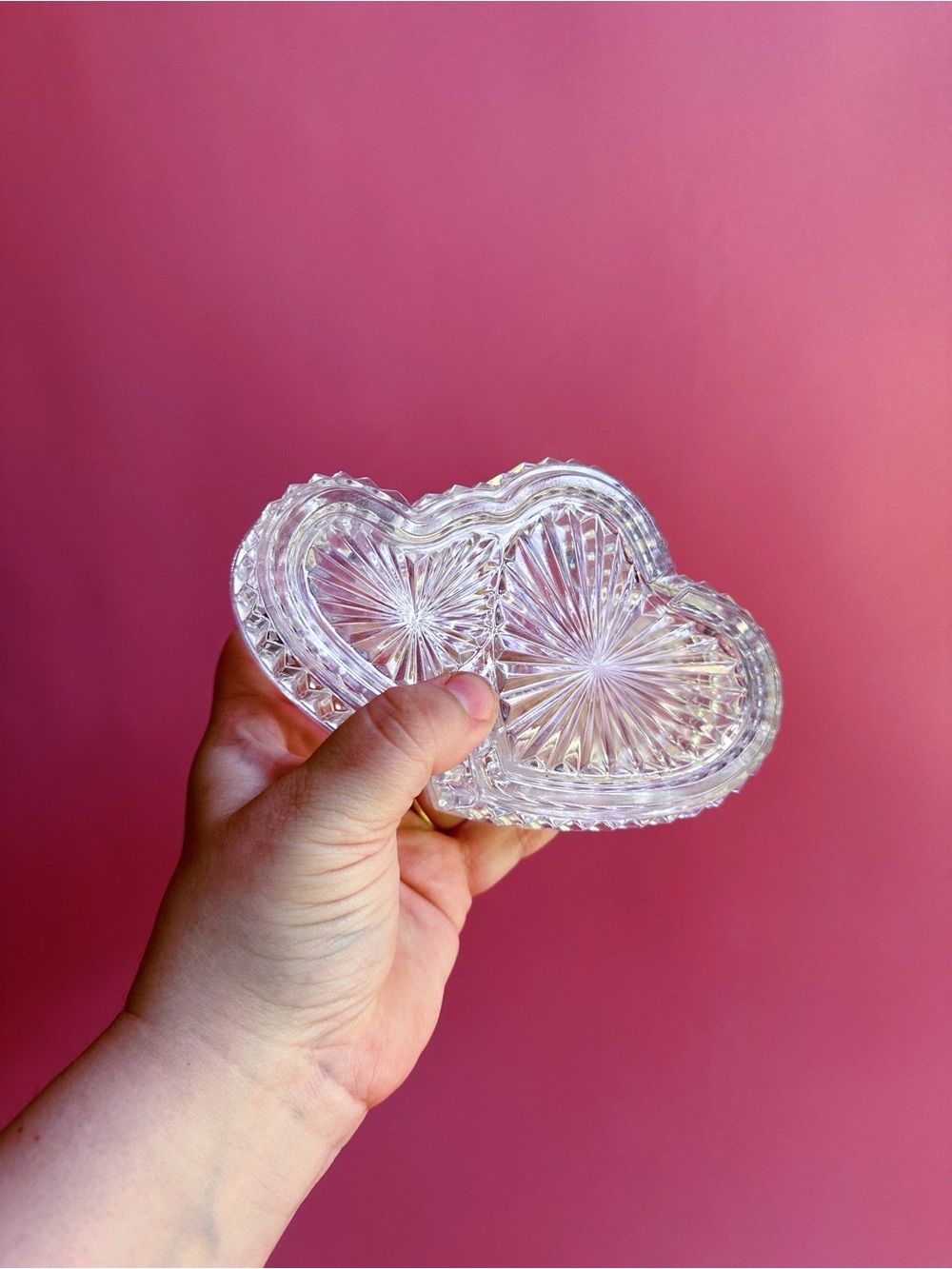Clear Pressed Glass Heart Trinket Dish